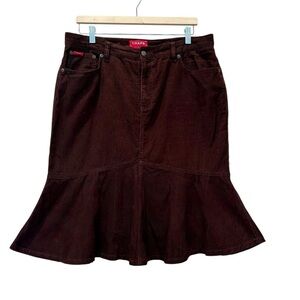 Vtg Y2K Chaps Skirt Corduroy Flared Mini Brown Size 12